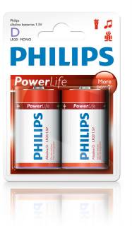 Батарейка Philips PowerLife LR20-P2B ( 2 bl ) / 2/24/192 LR20P2B/97