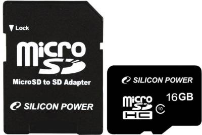 Карта памяти Silicon Power microSDHC 16Gb class 10 + SD adapter SP016GBSTH010V10-SP