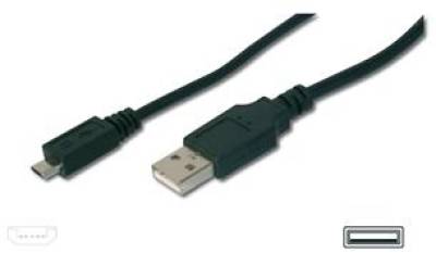 Кабель Digitus Кабель USB 2.0 (AM/ microB) DIGITUS 0.9м, Black AK-300110-010-S