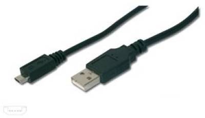 Кабель Digitus Кабель USB 2.0 (AM/microB) 1.8м, Black/Черный, bulk AK-300127-018-S