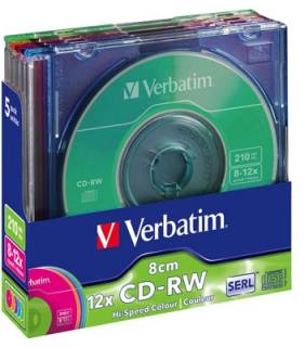 Диск Verbatim Mini CD-RW Disc 8x-12x, 210Mb, Slim case (43555)