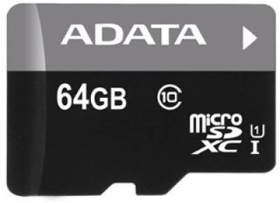 Карта памяти A-Data Premier microSDXC 64GB UHS-I Class 10 with adapter AUSDX64GUICL10-RA1