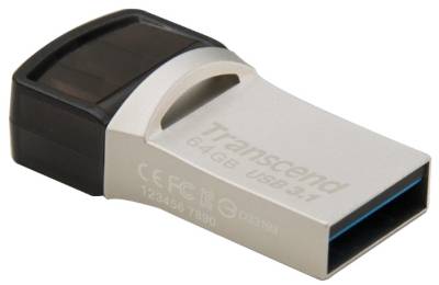 Флеш-память USB Transcend JetFlash 890 64GB Silver Type-C + USB 3.1 TS64GJF890S