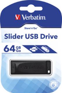 Флеш-память USB Verbatim SLIDER 64GB Black USB 2.0 98698