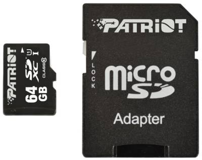 Карта памяти Patriot LX Series MicroSDXC 64GB UHS-I Class10 + SD adapter PSF64GMCSDXC10