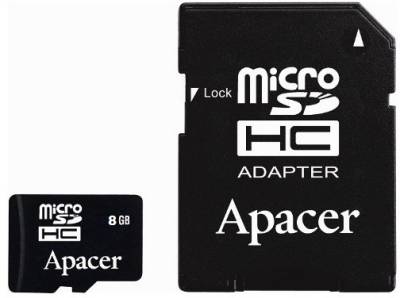 Карта памяти Apacer microSDHC 8GB Class4 + adapter AP8GMCSH4-R