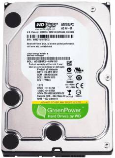 Внутренний HDD/SSD Western Digital Caviar AV-GP 1Tb 64Mb WD10EURX