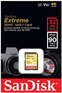 Карта памяти SanDisk Extreme SDHC 32GB UHS-I U3 SDSDXVE-032G-GNCIN