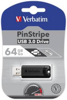 Флеш-память USB Verbatim StoreNGo 64Gb Pinstripe Black USB 3.0 49318