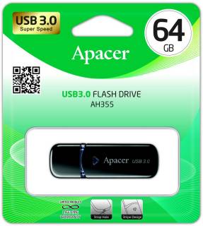 Флеш-память USB Apacer AH355 64GB black USB 3.0 AP64GAH355B-1