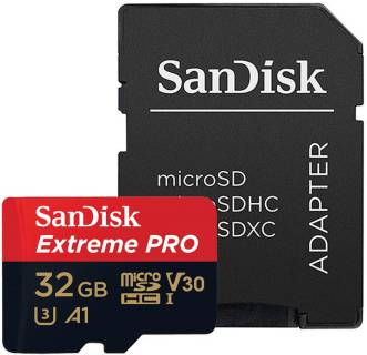 Карта памяти SanDisk Extreme Pro microSDHC 32GB V30 A1 UHS-I U3 + Adapter SDSQXCG-032G-GN6MA