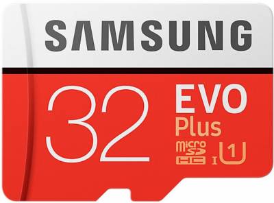 Карта памяти Samsung microSDHC 32GB C10 UHS-I Evo Plus + SD адаптер MB-MC32GA/RU