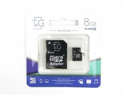 Карта памяти T&G microSDHC 8Gb Class10 + Adapter TG-8GBSDCL10-01