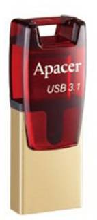 Флеш-память USB Apacer AH180 Red 64GB Type-C Dual USB 3.1 AP64GAH180R-1