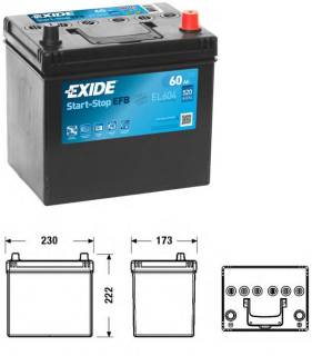 Exide Start-Stop EFB 60Ah-12v EL604