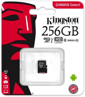 Карта памяти Kingston Canvas Select microSDXC 256Gb C10 UHS-I R80MB/s SDCS/256GBSP