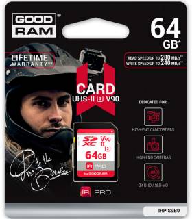 Карта памяти Goodram IRDM PRO SDXC 64GB V90 UHS-II U3 IRP-S9B0-0640R11