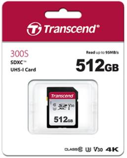 Карта памяти Transcend 300S SDXC 512GB UHS-I V30 U3 TS512GSDC300S