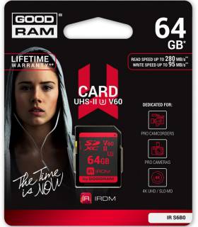 Карта памяти Goodram IRDM SDXC 64GB V60 UHS-II U3 IR-S6B0-0640R11