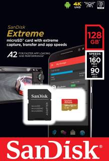 Карта памяти SanDisk Extreme A2 microSDXC 128GB C10 V30 U3 + adapter SDSQXA1-128G-GN6MA