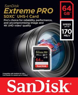 Карта памяти SanDisk Extreme Pro SDXC 64GB C10 UHS-I U3 SDSDXXY-064G-GN4IN