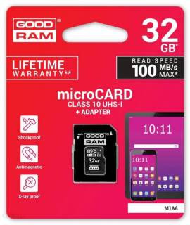 Карта памяти Goodram M1AA MicroSDHC 32GB class 10 UHS I U1 + adapter M1AA-0320R12