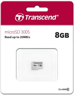 Карта памяти Transcend 300S microSDHC 8GB C10 UHS-I TS8GUSD300S