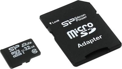 Карта памяти Silicon Power Elite microSDHC 32GB Class 10 UHS-I + adapter SP032GBSTHBU1V10-SP