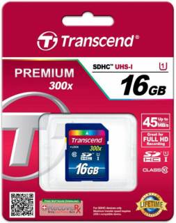 Карта памяти Transcend Premium SDHC 16GB Class 10 UHS-I 300x TS16GSDU1