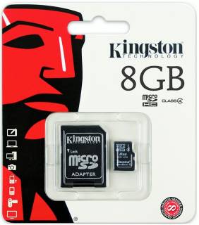 Карта памяти Kingston microSDHC 8GB Class 4 + adapter SDC4/8GB