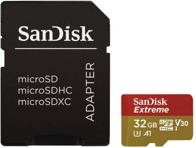 Карта памяти SanDisk Extreme microSDHC 32GB V30 A1 UHS-I U3 + adapter SDSQXAF-032G-GN6MA