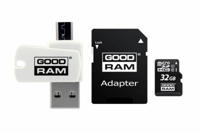 Карта памяти Goodram MicroSDHC 32GB Class10 UHS-I + adapter + OTG Card reader M1A4-0320R12