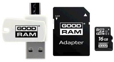 Карта памяти Goodram microSDHC 16GB Class 10 UHS-I + adapter + OTG Reader M1A4-0160R12
