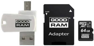 Карта памяти Goodram M1A4 MicroSDXC 64GB UHS-I Class 10 + SD-adapter + OTG Card reader M1A4-0640R12