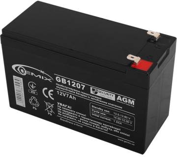 Аккумуляторная батарея Gemix 12V 7AH (GB1207), Black, AGM