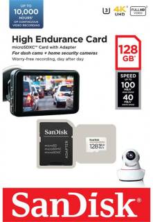 Карта памяти SanDisk High Endurance microSDXC 128GB + adapter SDSQQNR-128G-GN6IA