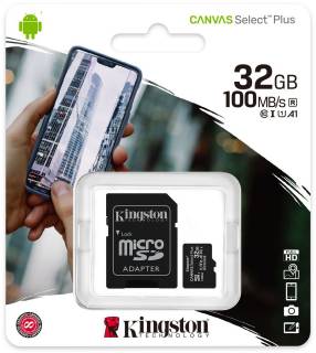 Карта памяти Kingston Canvas Select Plus microSDHC 32GB + adapter SDCS2/32GB