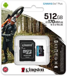 Карта памяти Kingston Canvas Go! Plus microSDXC 512GB + adapter SDCG3/512GB