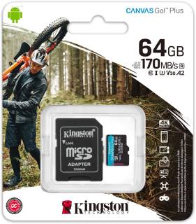 Карта памяти Kingston Canvas Go! Plus microSDXC 64GB + adapter SDCG3/64GB