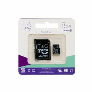 Карта памяти T&G MicroSDHC 8GB + adapter TG-8GBSD10U1-01