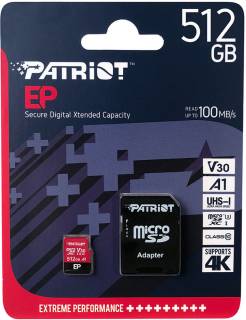 Карта памяти Patriot EP Series microSDXC 512GB + Adapter PEF512GEP31MCX