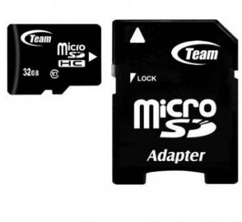 Карта памяти Team microSDHC 32GB Class10 + adapter TUSDH32GOL1003