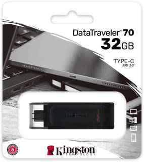 Флеш-память USB Kingston DataTraveler 70 32GB Black Type-C USB 3.2 DT70/32GB