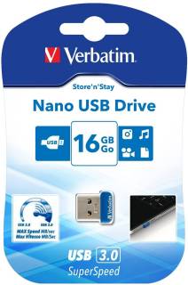 Флеш-память USB Verbatim Store 'n' Stay NANO 16GB Blue USB 3.0 98709