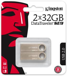 Флеш-память USB Kingston DataTraveler SE9 2x32GB USB 2.0 DTSE9H/32GB-2P
