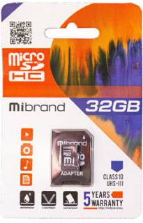 Карта памяти Mibrand microSDHC 32GB + Adapter MICDHU3/32GB-A