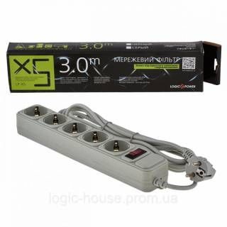 Сетевой фильтр LogicPower LP-X5 Grey (3,0 m)