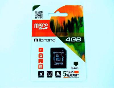 Карта памяти Mibrand microSDHC 4GB + adapter MICDC4/4GB-A