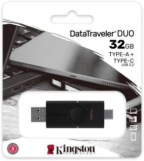 Флеш-память USB Kingston DataTraveler Duo 32GB Black USB 3.2 Gen1 + Type-C DTDE/32GB