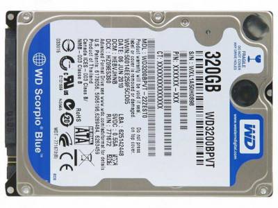 Внутренний HDD/SSD Western Digital Scorpio Blue 320GB 8Mb 5400rpm WD3200BPVT